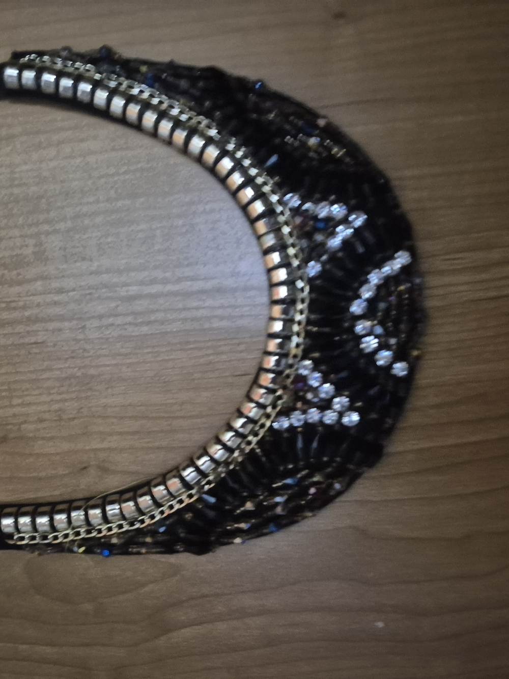 Gold and Black Beaded Statement Necklace